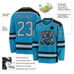 Custom Panther Blue Gray Black Hockey Jersey - Personalized Hockey Apparel Custom Panther Blue Gray-Black Hockey Jersey