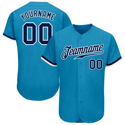 Panther Blue Navy White Custom Baseball Jersey - Authentic Team Apparel Custom Panther Blue Navy-White Authentic Baseball