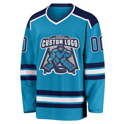 Custom Panther Hockey Jersey - Navy Blue & White Team Jersey for Men and Women Custom Panther Blue Navy-White Hockey Jersey