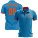 Panther Blue Orange Performance Golf Polo - Customizable Mens Polo Shirt Custom Panther Blue Orange Performance Golf Polo