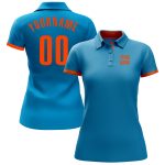 Panther Blue Orange Performance Golf Polo - Customizable Mens Polo Shirt Custom Panther Blue Orange Performance Golf Polo