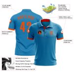 Panther Blue Orange Performance Golf Polo - Customizable Mens Polo Shirt Custom Panther Blue Orange Performance Golf Polo