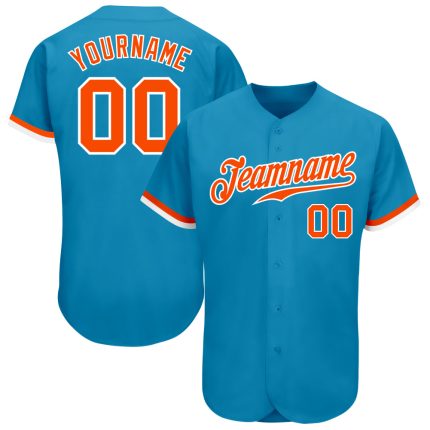 Panther Blue Orange White Authentic Baseball Jersey Custom Design Classic Sports Apparel Custom Panther Blue Orange-White