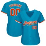 Panther Blue Orange White Authentic Baseball Jersey Custom Design Classic Sports Apparel Custom Panther Blue Orange-White