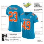 Panther Custom Authentic Football Jersey - Blue Orange White Mesh Design Custom Panther Blue Orange-White Mesh Authentic