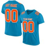 Panther Custom Authentic Football Jersey - Blue Orange White Mesh Design Custom Panther Blue Orange-White Mesh Authentic
