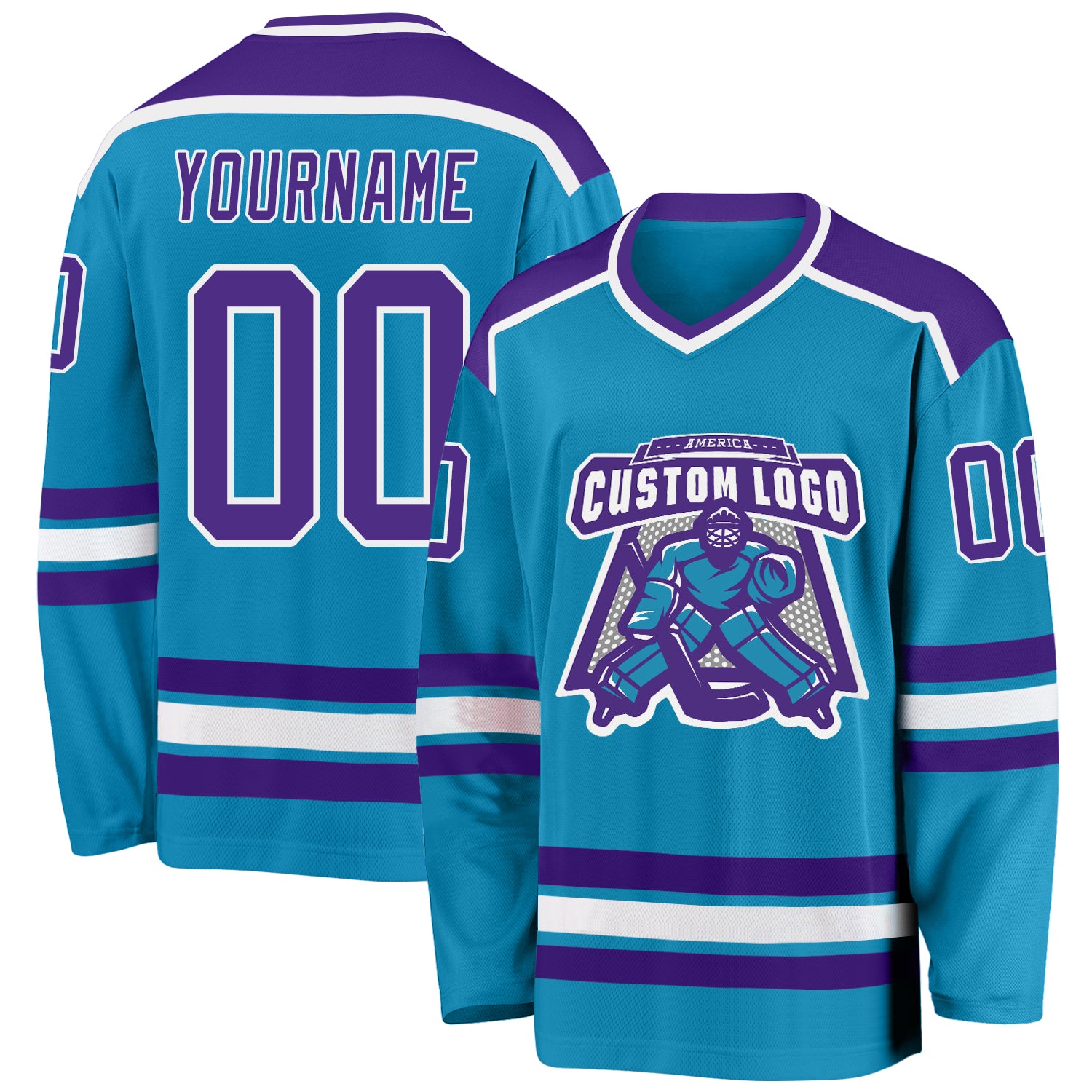 Panther Hockey Jersey Custom Blue Purple White Design - Personalized Team Sports Jersey Custom Panther Blue Purple-White