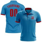 Custom Panther Blue Red Performance Golf Polo Shirt for Men - Stylish Athletic Wear Custom Panther Blue Red Performance Golf