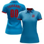 Custom Panther Blue Red Performance Golf Polo Shirt for Men - Stylish Athletic Wear Custom Panther Blue Red Performance Golf