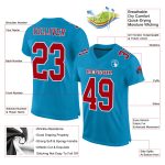 Custom Panther Blue Red White Football Jersey - Authentic Mesh Design Custom Panther Blue Red-White Mesh Authentic Football