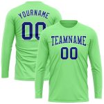 Custom Performance T-Shirt Long Sleeve Pea Green Royal-White for Men and Women Custom Pea Green Royal-White Long Sleeve Performance
