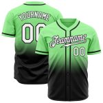 Custom Pea Green Baseball Jersey Authentic Fade White-Black Fashion Custom Pea Green White-Black Authentic Fade Fashion Baseball