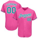 Custom Authentic Baseball Jersey Pink Aqua White Design for Fans Custom Pink Aqua-White Authentic Baseball Jersey
