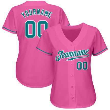 Custom Authentic Baseball Jersey Pink Aqua White Design for Fans Custom Pink Aqua-White Authentic Baseball Jersey