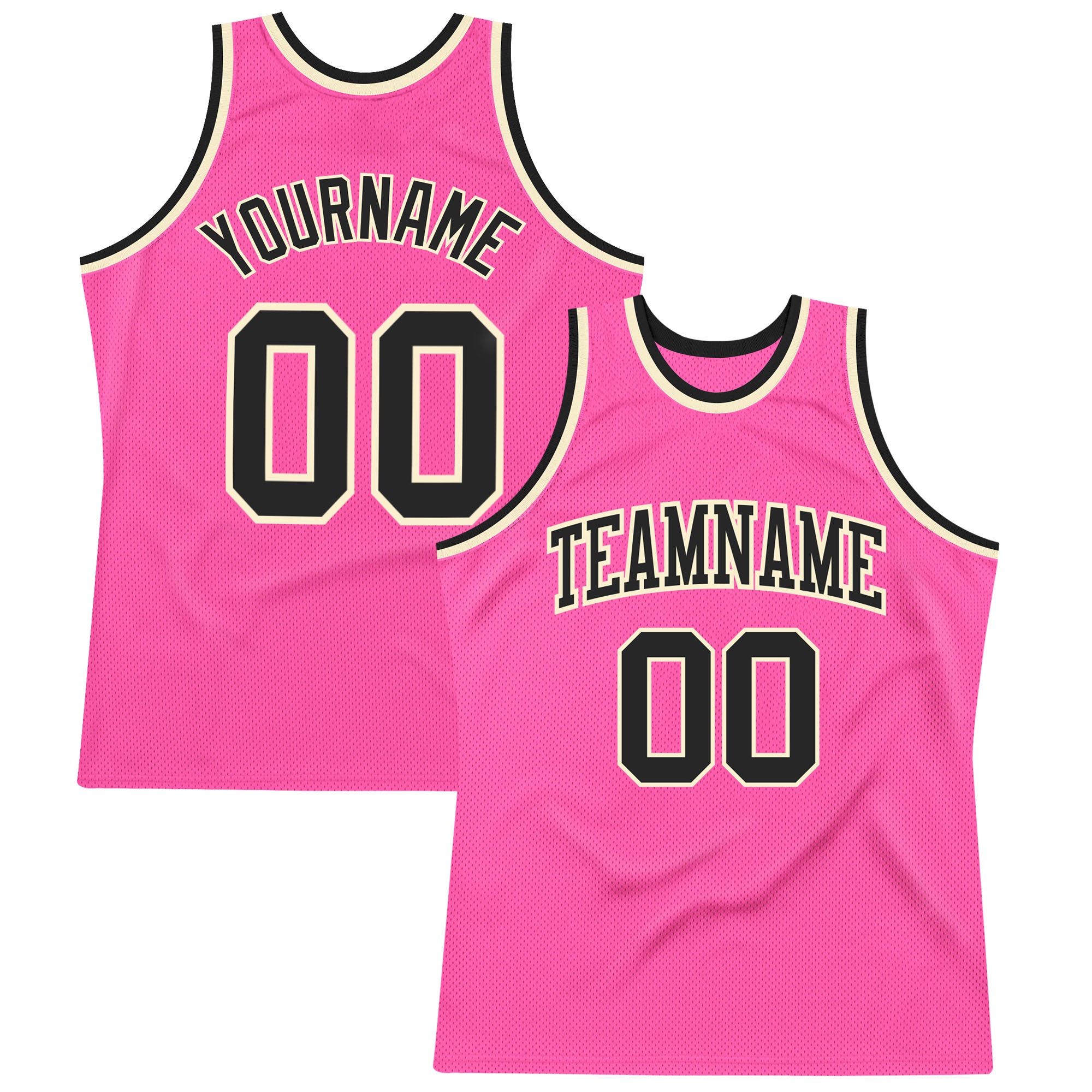 Custom Pink Black Cream Basketball Jersey - Authentic Throwback Design Custom Pink Black-Cream Authentic Throwback Basketball