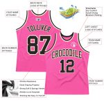 Custom Pink Black Cream Basketball Jersey - Authentic Throwback Design Custom Pink Black-Cream Authentic Throwback Basketball