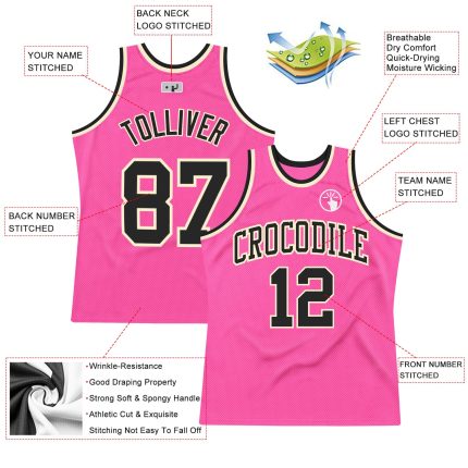 Custom Pink Black Cream Basketball Jersey - Authentic Throwback Design Custom Pink Black-Cream Authentic Throwback Basketball