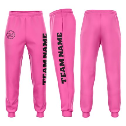 Pink Black Fleece Joggers Customizable Sweatpants for Comfort and Style Custom Pink Black Fleece Jogger Sweatpants