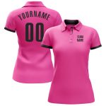 Custom Pink Black Golf Polo Shirt for Performance Wear - Stylish Athletic Apparel Custom Pink Black Performance Golf Polo