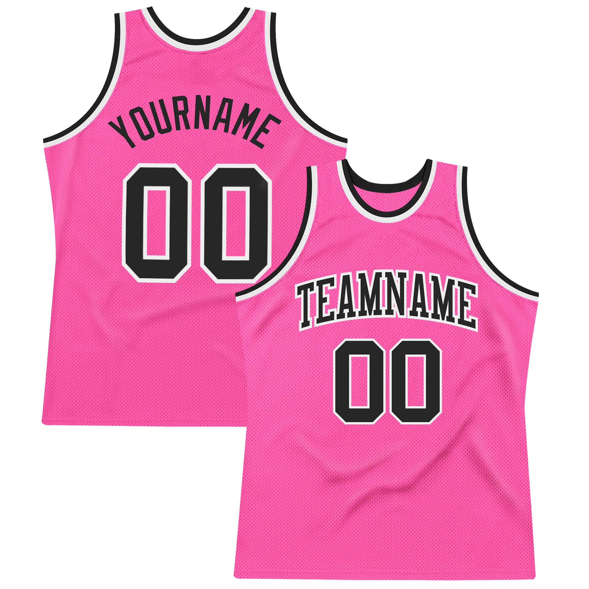 Custom Pink Black-White Authentic Throwback Basketball Jersey Custom Basketball Jersey Pink Black White Authentic Throwback Design Custom Pink Black-White Authentic Throwback Basketball