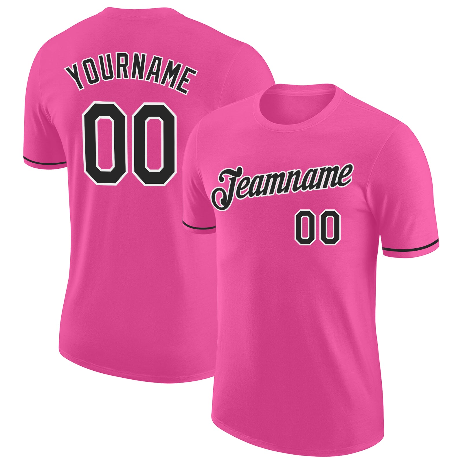 Performance T-Shirt for Custom Pink and Black-White Design, Ideal for Sports and Activities Custom Pink Black-White Performance