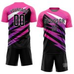 Custom Pink Black White Soccer Uniform Jersey - Sublimation Style 2787 Custom Pink Black-White Sublimation Soccer Uniform