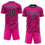 Custom Pink Black White Soccer Jersey Sublimation Uniform Style 5826 Custom Pink Black-White Sublimation Soccer Uniform Jersey