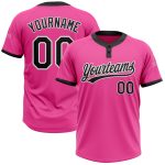 Custom pink, black and white softball jersey