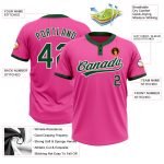 Custom Softball Jersey Unisex Pink Green-White Two-Button Design, Soft Fabric Custom Pink Green-White Two-Button Unisex Softball