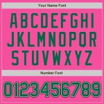 Custom Bomber Varsity Jacket in Pink, Kelly Green, Cream, and Black - Full-Snap Split Fashion Design Custom Pink Kelly Green