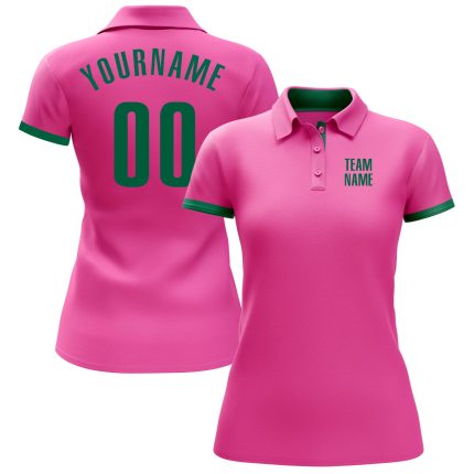 Custom Pink Kelly Green Performance Golf Polo Shirt for Men - Lightweight, Breathable, Ideal for Summer Rounds and Events