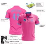 Custom Pink and Light Blue Performance Golf Polo Shirt for Men Women Custom Pink Light Blue Performance Golf Polo Shirt
