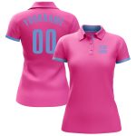 Custom Pink and Light Blue Performance Golf Polo Shirt for Men Women Custom Pink Light Blue Performance Golf Polo Shirt