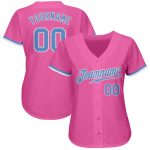 Custom Authentic Baseball Jersey in Pink, Light Blue, and White Custom Pink Light Blue-White Authentic Baseball Jersey