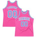 Custom Pink Light Blue White Throwback Basketball Jersey Authentic Custom Pink Light Blue-White Authentic Throwback Basketball