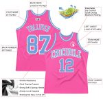 Custom Pink Light Blue White Throwback Basketball Jersey Authentic Custom Pink Light Blue-White Authentic Throwback Basketball