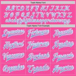 Custom Varsity Letterman Jacket Pink Blue White Full-Snap Bomber Custom Pink Light Blue-White Bomber Full-Snap Varsity Letterman