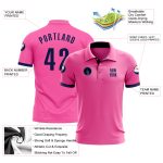 Custom Pink Navy Golf Polo Shirt for Men - Performance Athletic Wear Custom Pink Navy Performance Golf Polo Shirt