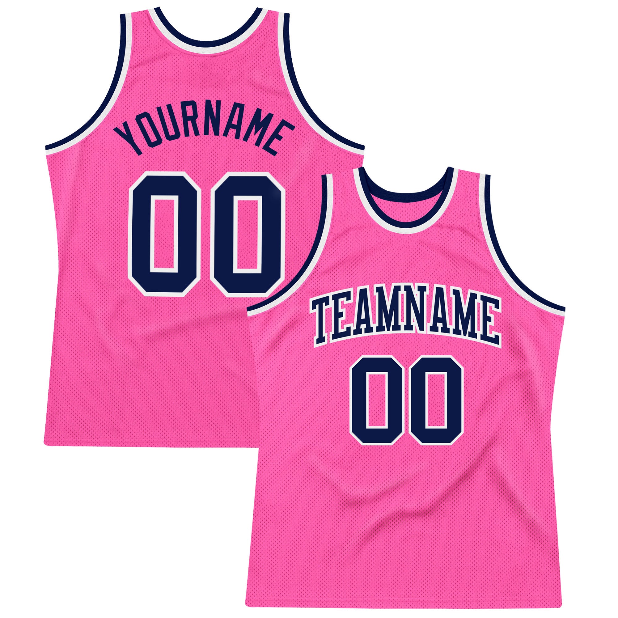 Custom Pink Navy-White Authentic Throwback Basketball Jersey Custom Authentic Throwback Basketball Jersey - Pink Navy White Design Custom Pink Navy-White Authentic Throwback Basketball