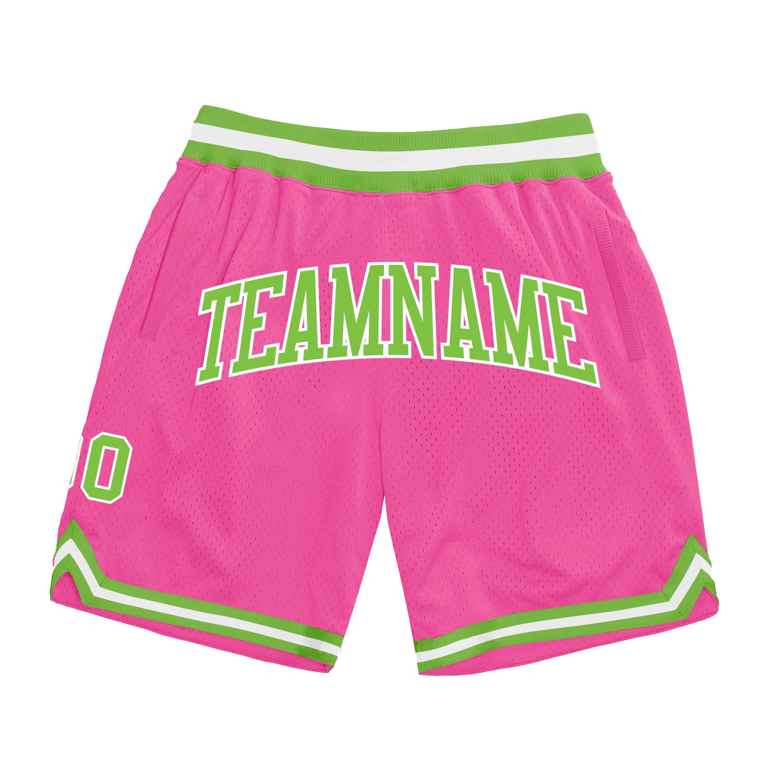 Custom Pink Neon Green-White Authentic Throwback Basketball Shorts Custom Pink Neon Green White Authentic Basketball Shorts - Throwback Style Custom Pink Neon Green-White Authentic Throwback