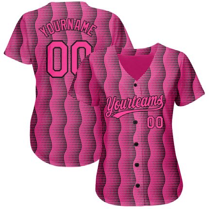 Custom Pink Black 3D Pattern Baseball Jersey - Authentic Design for Fans Custom Pink Pink-Black 3D Pattern Design Authentic