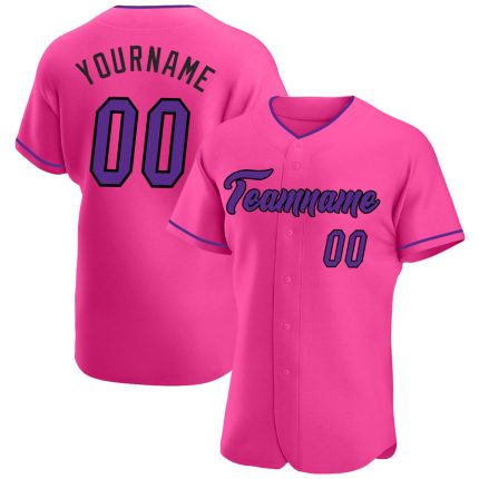 Custom Authentic Baseball Jersey - Pink Purple Black Design, Personalized Sports Gear Custom Pink Purple-Black Authentic