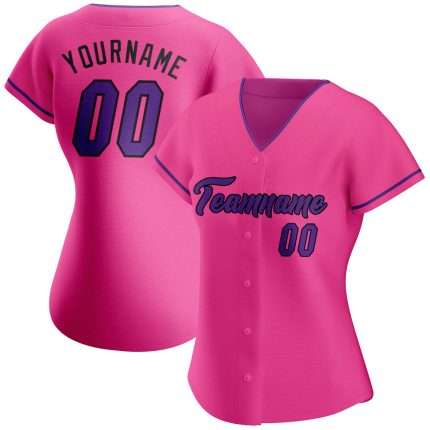 Custom Authentic Baseball Jersey - Pink Purple Black Design, Personalized Sports Gear Custom Pink Purple-Black Authentic