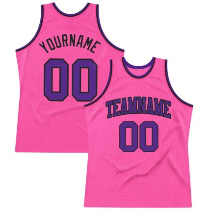 Custom Authentic Basketball Jersey - Pink Purple Black Throwback Design Custom Pink Purple-Black Authentic Throwback Basketball