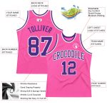 Custom Pink Purple White Basketball Jersey - Authentic Throwback Style Custom Pink Purple-White Authentic Throwback Basketball