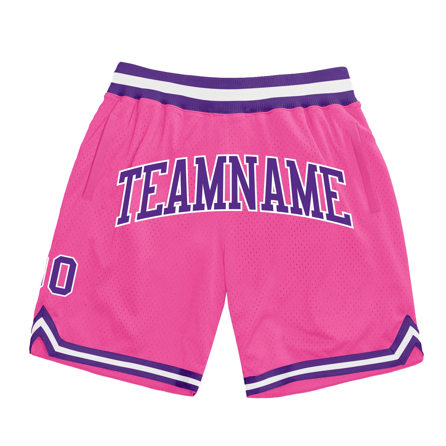 Custom Authentic Basketball Shorts in Pink Purple White Throwback Style Custom Pink Purple-White Authentic Throwback Basketball
