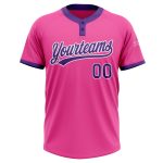 Custom Two-Button Unisex Softball Jersey in Pink Purple and White Custom Pink Purple-White Two-Button Unisex Softball Jersey