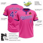 Custom Two-Button Unisex Softball Jersey in Pink Purple and White Custom Pink Purple-White Two-Button Unisex Softball Jersey