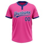 Custom Pink White Unisex Softball Jersey - Two-Button Design, Soft Fabric Custom Pink Royal-White Two-Button Unisex Softball