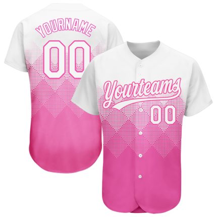 3D Pattern Baseball Jersey - Custom Pink White Design Authentic Sports Apparel Custom Pink White 3D Pattern Design Authentic